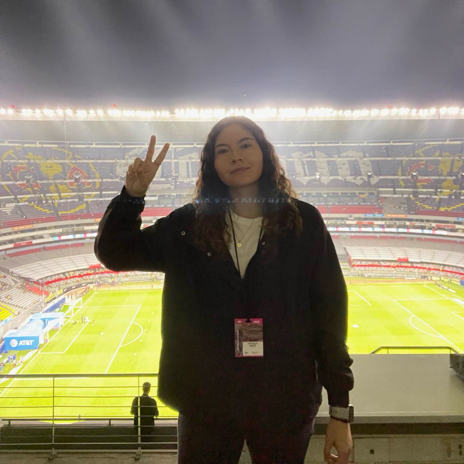 Journalist Adriana Bernal at Estadio Azteca