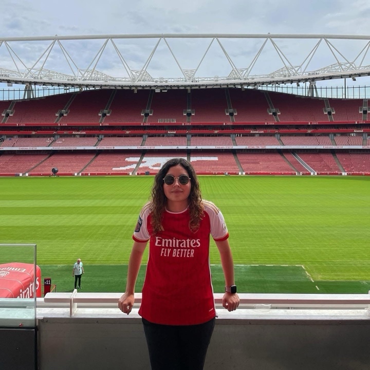 Journalist Adriana Bernal at Arsenal's Emirates Stadium