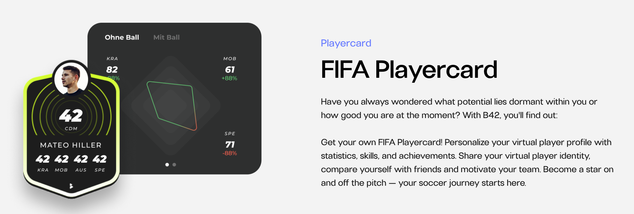 B42 UX creating a virtual FIFA playercard