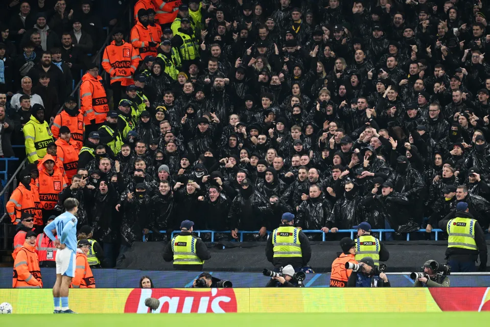 BSC Young Boys Ultras at the Etihad against Manchester City in the Champions League