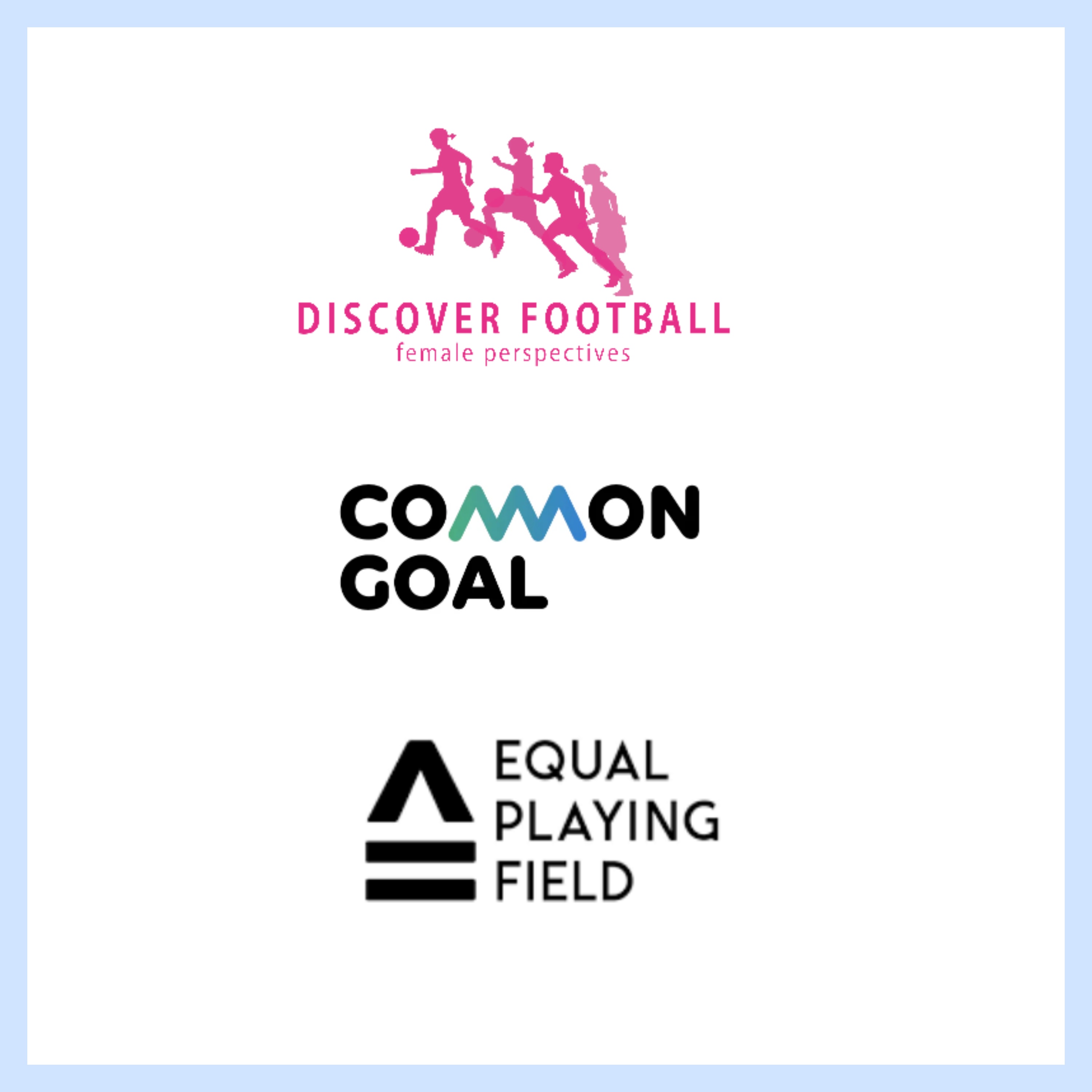 DISCOVER FOOTBALL Logo, Common Goal Logo, Equal Playing Field Logo