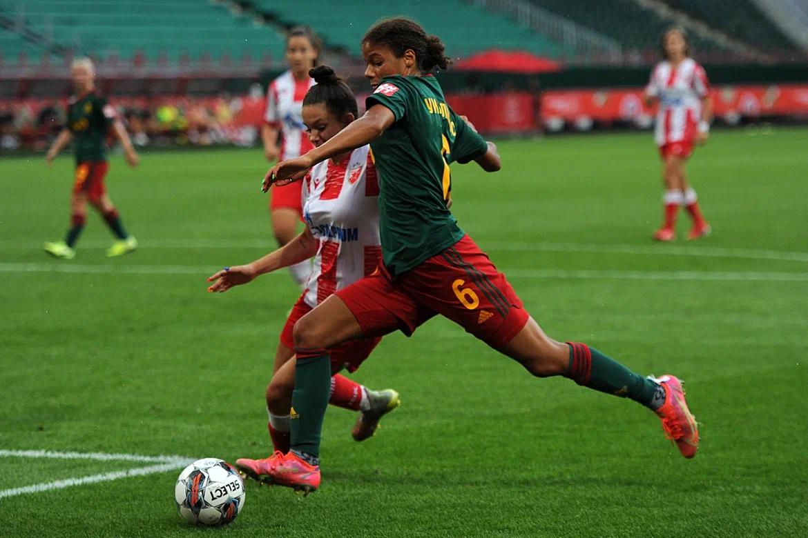 Dynamo Moscow forward Kaylan Williams playing for Lokomotiv Moscow against Red Star Belgrade