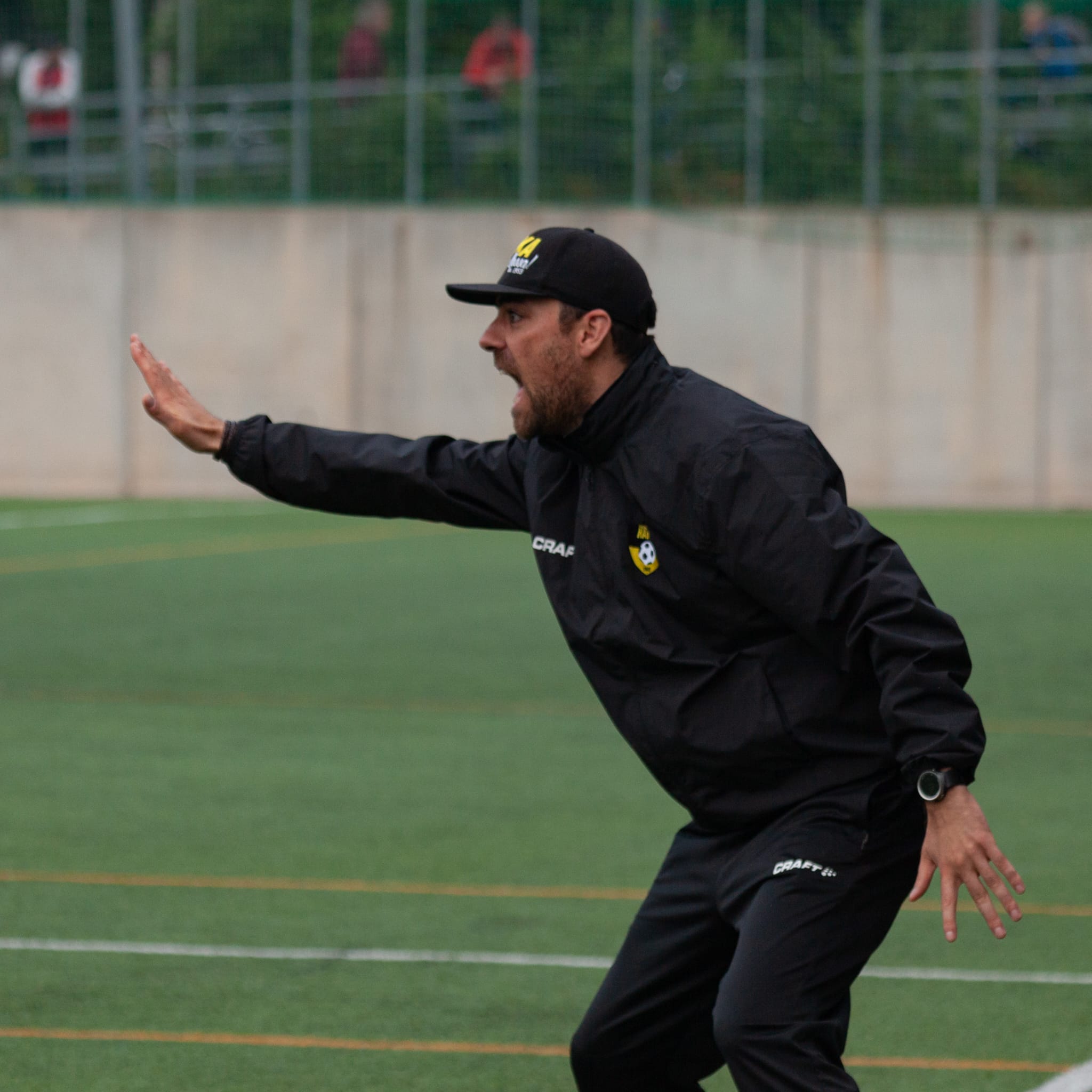 Coach Luís Figueiredo on the sidelines at Kajaanin Haka in Finland