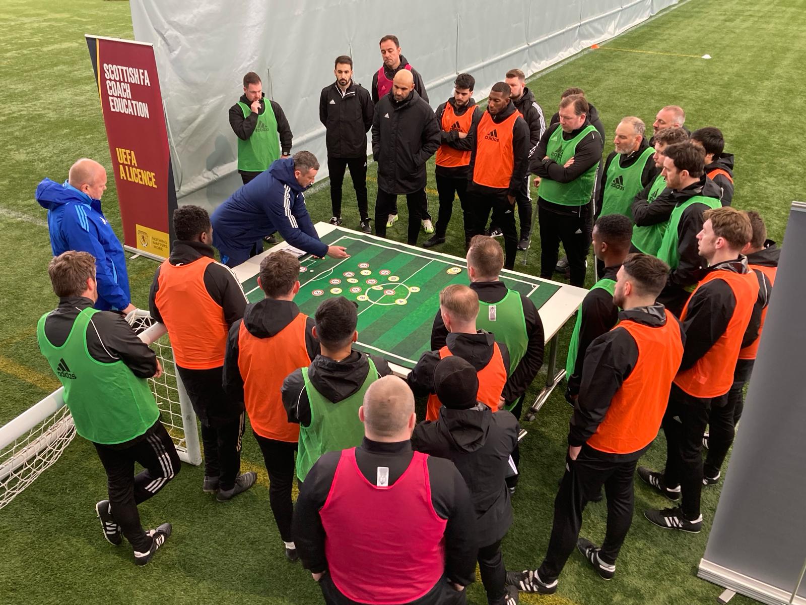 Coach Luís Figueiredo on the UEFA A License course with the Scotland FA