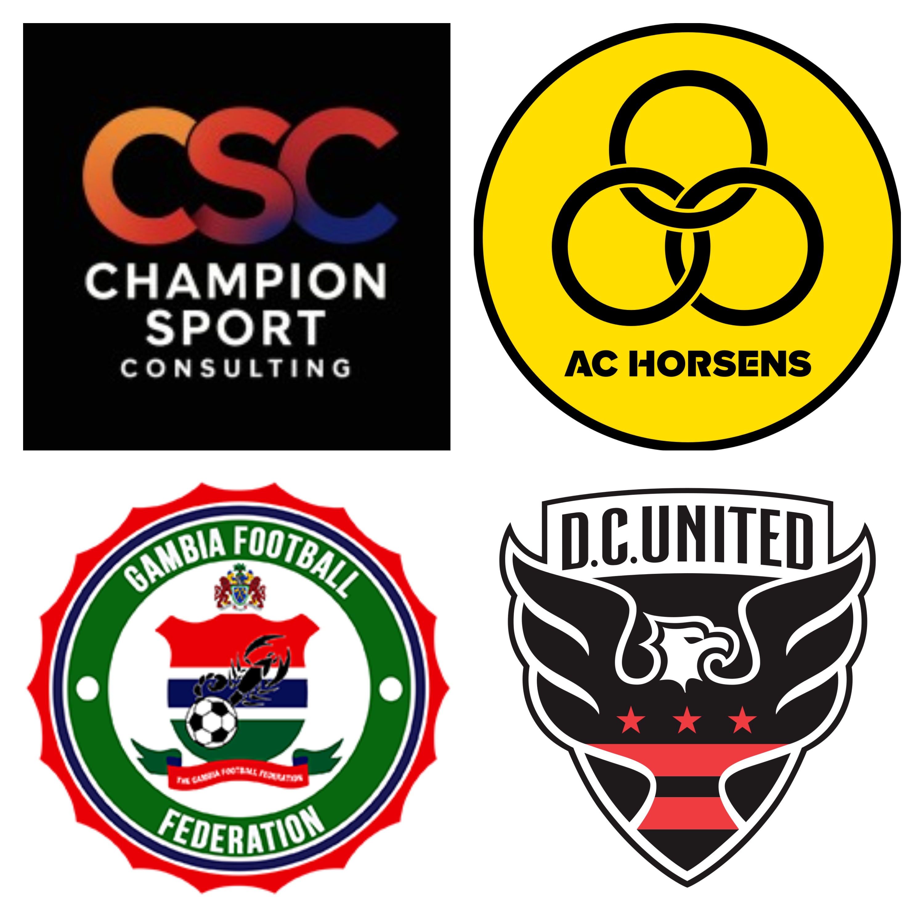 Champion Sport Consulting Logo, AC Horsens Logo, DC United Logo, Gambia Football Federation Logo
