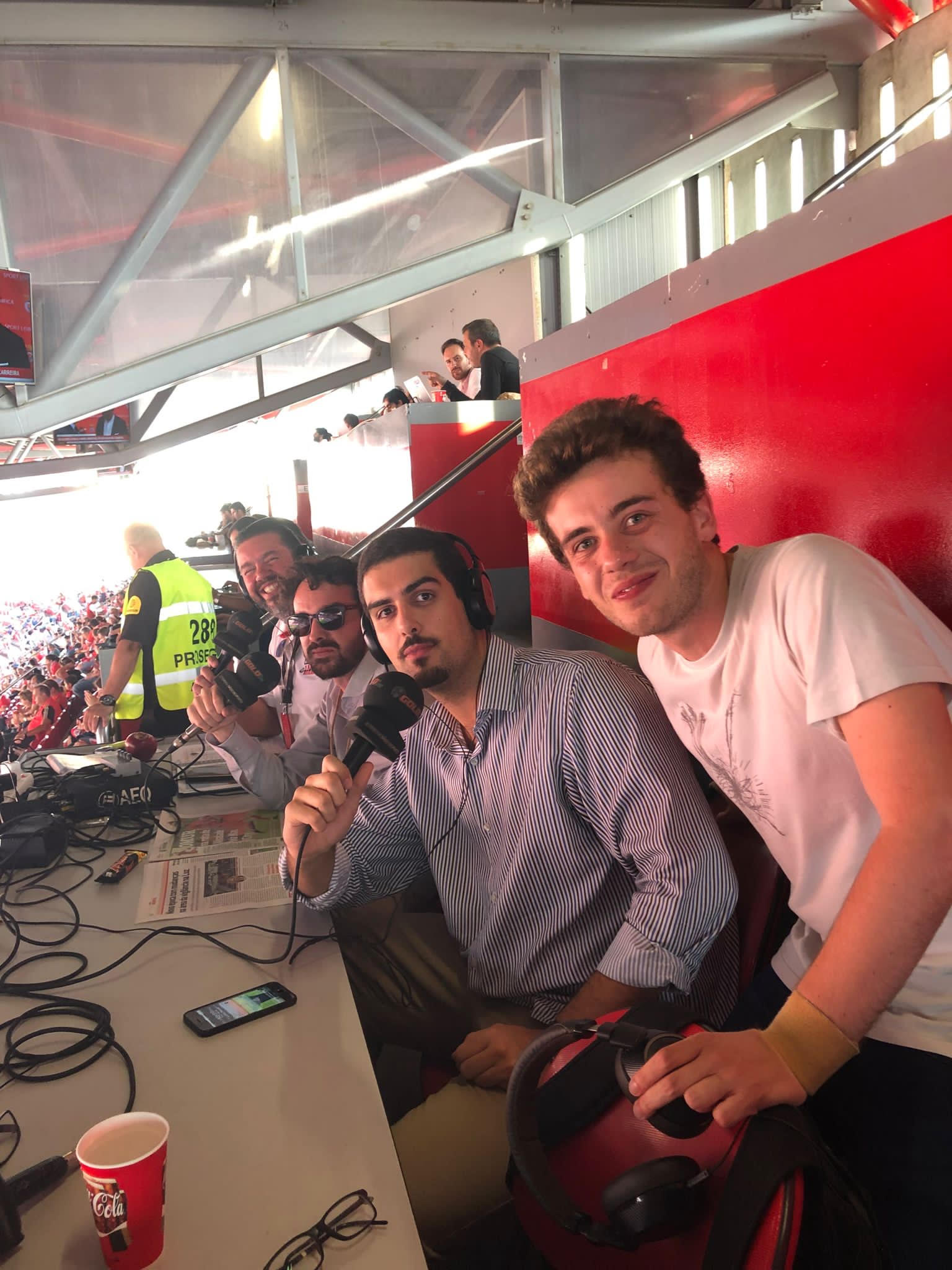 Nacho Pranto, radio commentator, working at Benfica's Estádio da Luz in Lisbon