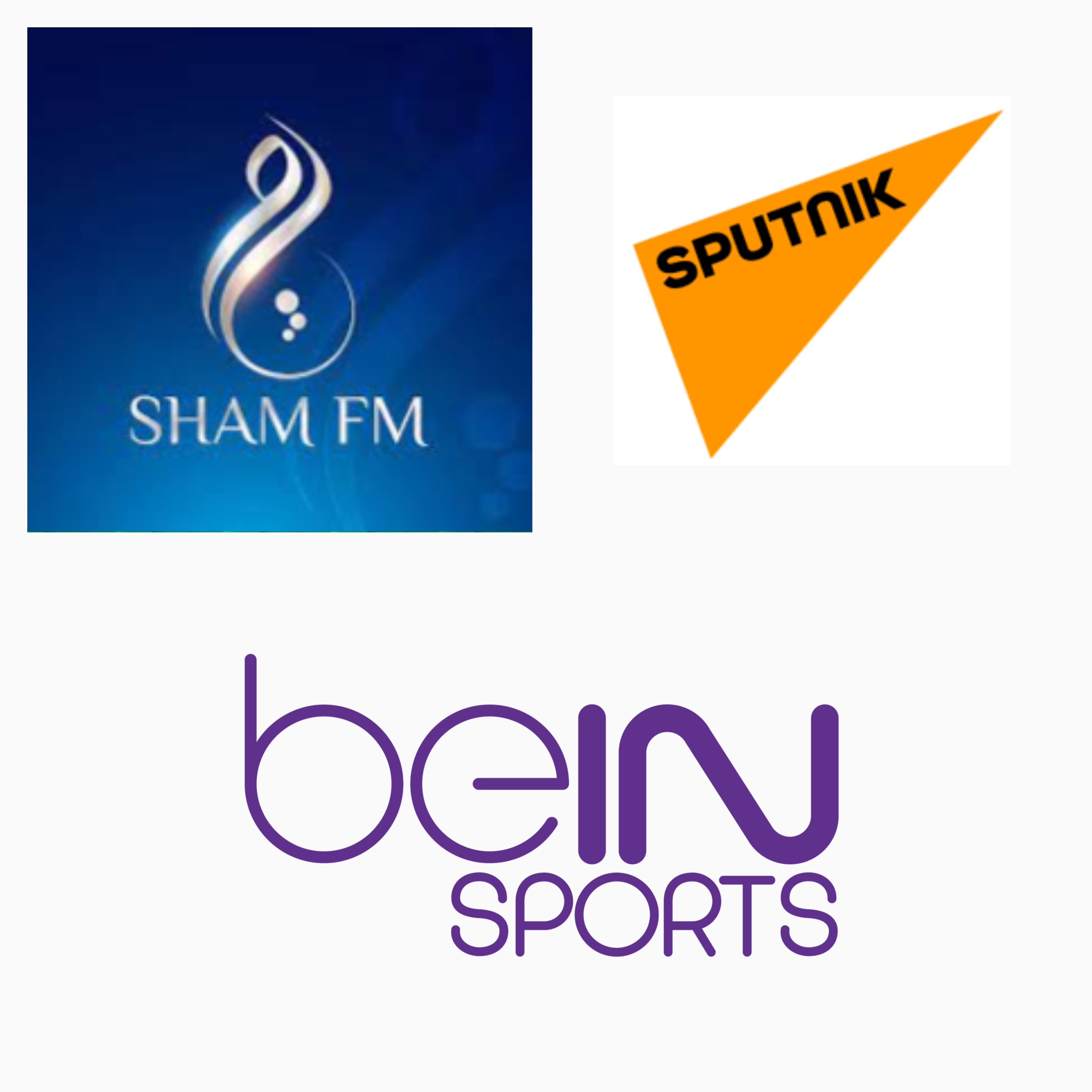 BeIN Sports, Sputnik and Sham FM logos