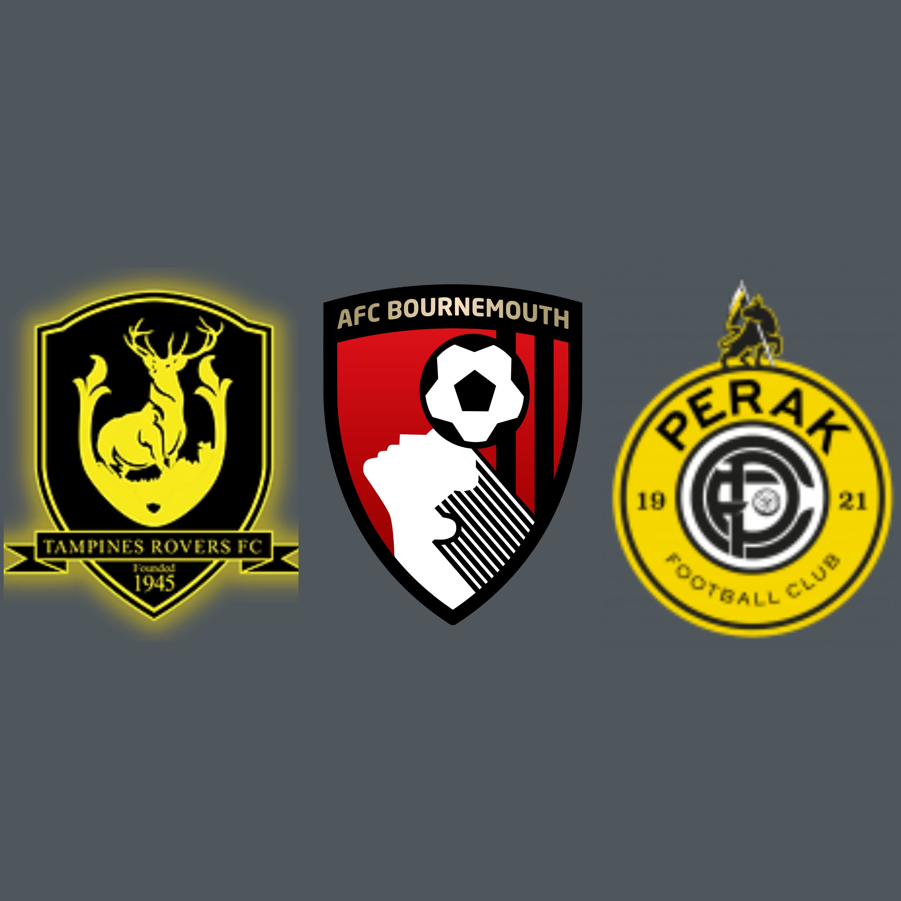 Perak FC, AFC Bournemouth & Tampines Rovers logos